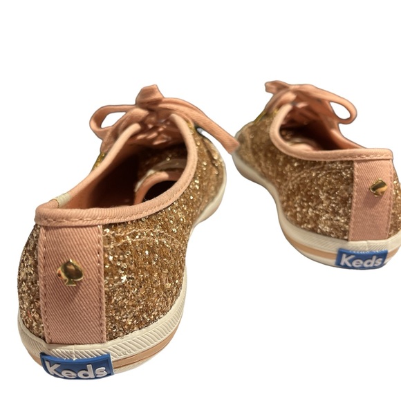 Kate Spade x Keds Women's Rose Gold Champion Pink Glitter Sneakers Size 7. - Picture 4 of 5